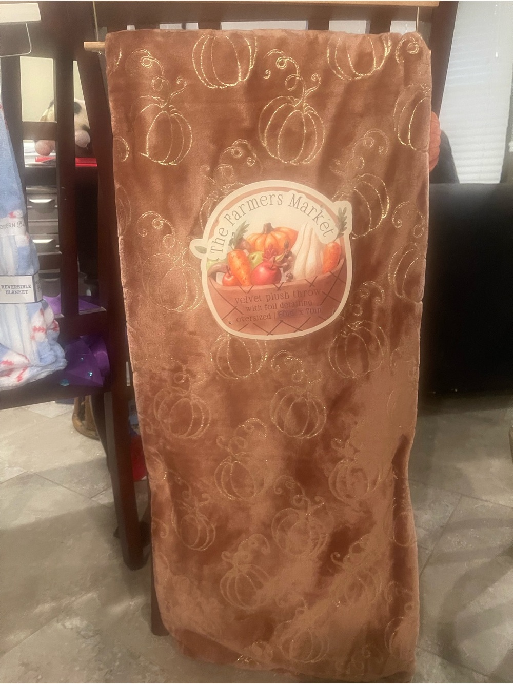 Velvet Plush Throw Blanket - Brown